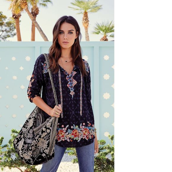 Johnny Was Othilia Black White Floral Special Velvet Tote Bag Handbag Purse NEW - Picture 5 of 12